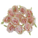 12本 シルクフラワー バラ ローズ 花の頭 DIY ブーケ 手首の花 工芸品 家の装飾 7色選べ