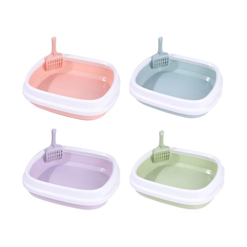 セミクローズドキャットリターボックス小動物用ポータブルハイサイドキティリターパン