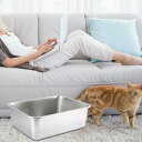 ステンレス鋼猫ウサギトイレボックス子猫トイレパン滑らかな表面と掃除が簡単多目的防錆ハイサイド