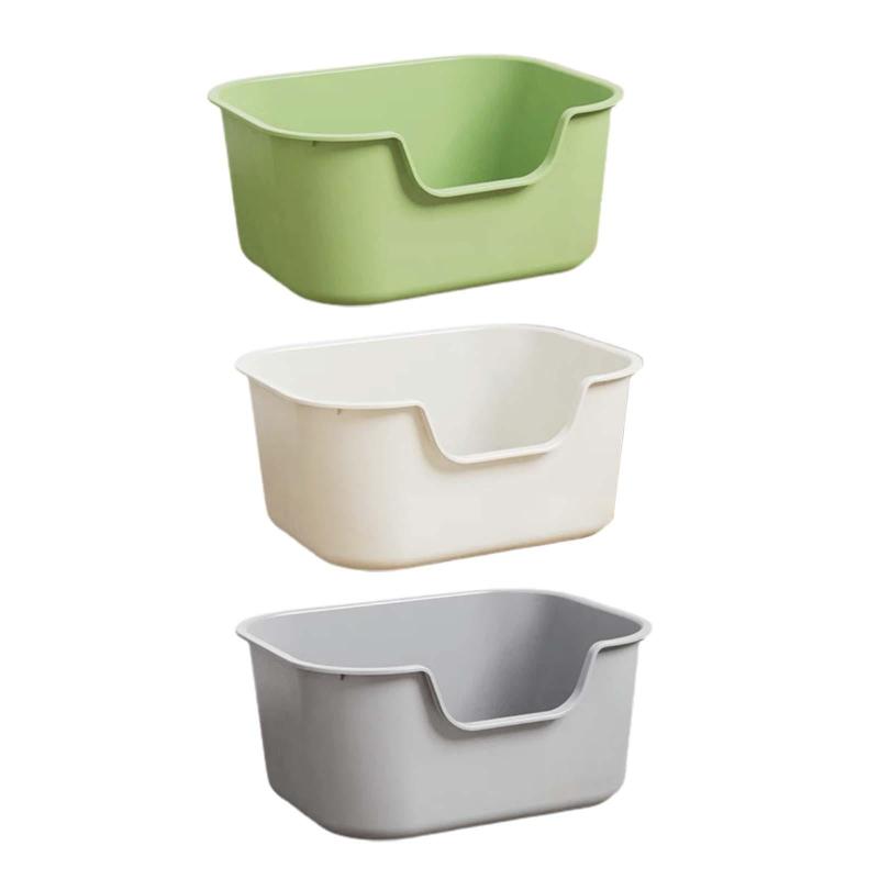 オープントップ猫トイレ 猫砂トレイ 猫砂ボックス 子猫トイレ砂ボックスコンテナ オープントップペット..