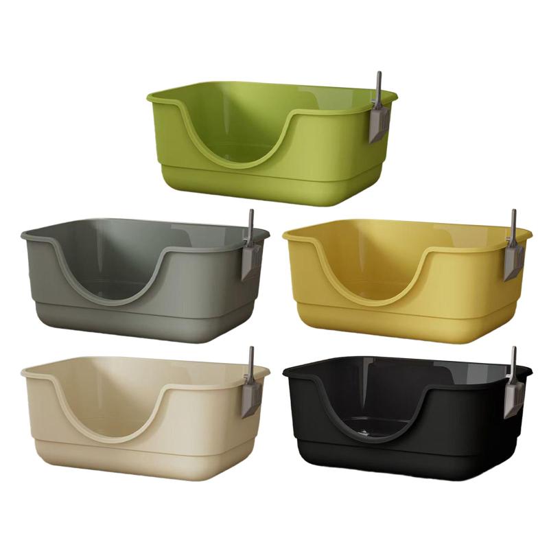 猫用トイレボックス 小型・大型猫用 側面が高い猫用トイレボックス 猫用砂箱 大容量 前面が低い スコッ..