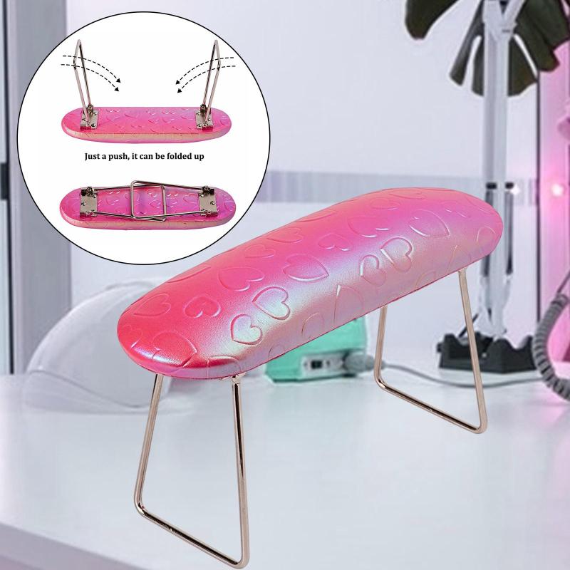 ネイルアートピロー クッション性 折りたたみ脚付き ネイルハンドレスト 人間工学デザイン PUレザー表面 スポンジ充填 洗浄簡単 携帯性 滑り止め加工 快適な使用感 家庭 サロンに適用 29.5cmx14.5cmx9.8cm