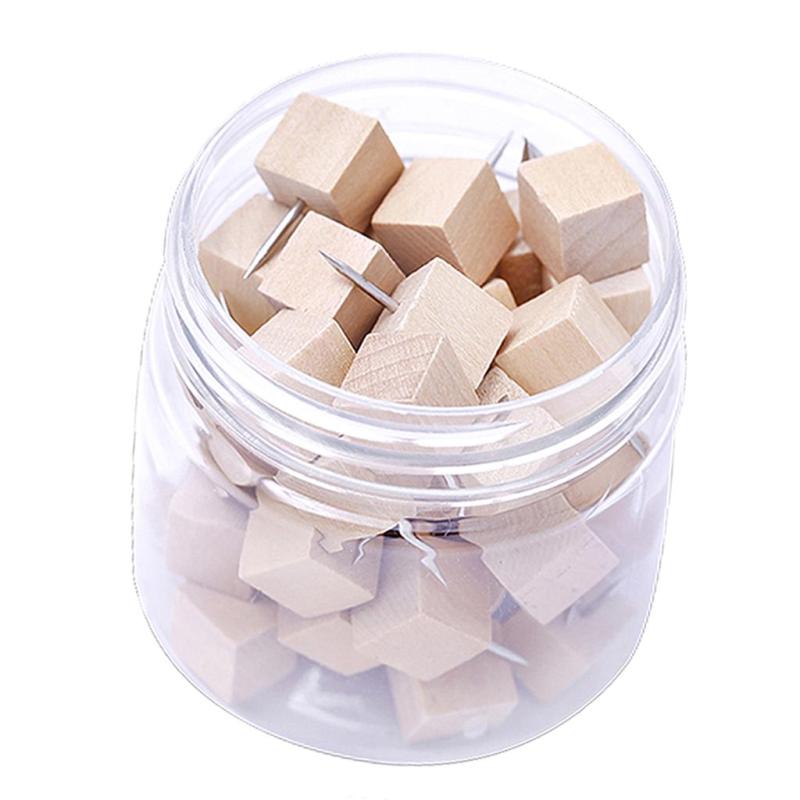 コルクボードカード用の50個の木製画鋲画鋲