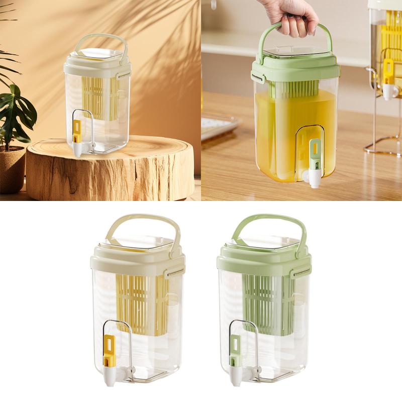 スピゴットドリンクディスペンサー.冷蔵庫.2Lドリンクコンテナコールドウォーターピッチャーバーアイスティーパーティー付きアイス飲料ディスペンサー