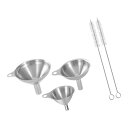 ステンレス製ミニキッチン漏斗5点セット(液体用クリーンブラシ付き)