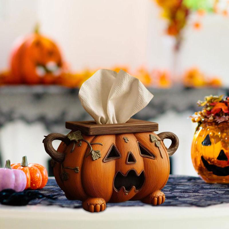 ハロウィンかぼちゃティッシュボックスホルダー 多目的オーガナイザー ベッドサイドテーブル 車用