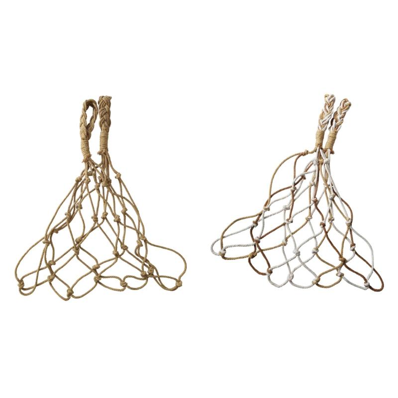 トイレットペーパーホルダー.コットンロープ織りメッシュバッグ.自由ho放な壁にぶら下がっているトイレ..