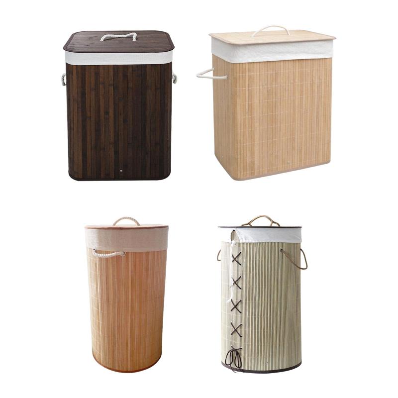 竹製ランドリー収納バスケット 汚れた衣類オーガナイザー 大きな開口部のランドリーバスケット バスルーム 寮 リビングルーム 用