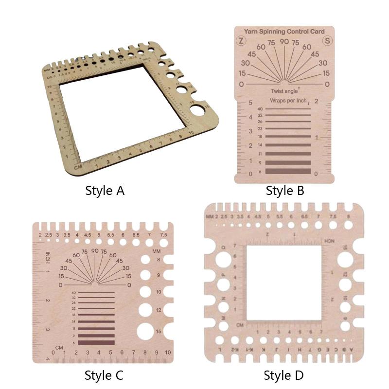 木製編み物ゲージ定規 かぎ針 家庭用 学生 ポータブル クラフト 軽量 アーティスト 滑らかな木製編みピンゲージ(3)