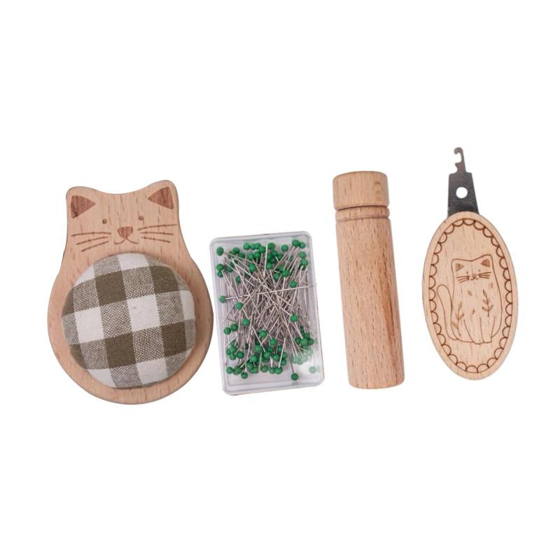 ピン付きミニピンキンdiy sewing craftアンチロスト木製ポータブルキルティング家...