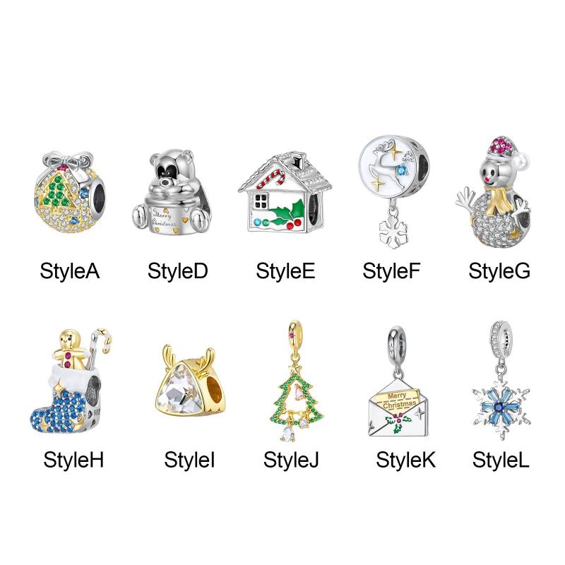 かわいいクリスマスチャームペンダントビーズチャームハンギング用品イヤリングクラフト装飾キーホルダーガールネックレス