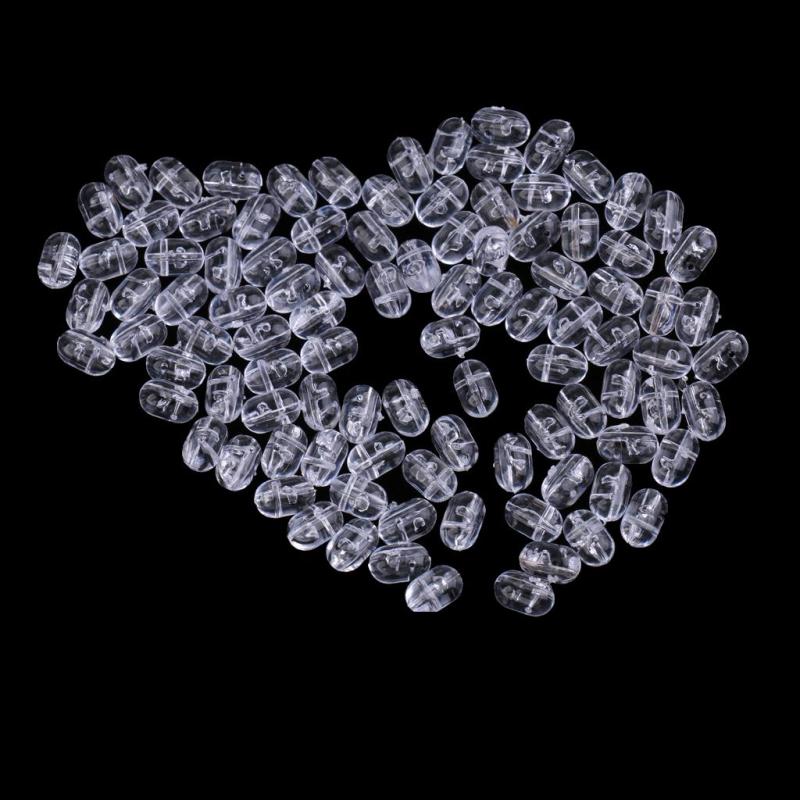 100/200個 釣りビーズ 楕円形 6mm / 8mm ダブルドリル穴