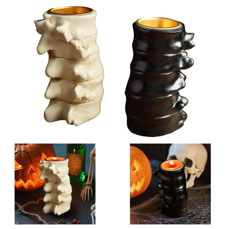 ハロウィン飾り 背骨型キャンドルホルダー 写真小道具 多目的キャンドルスティックキャンドルスタンド ホームバンケットパーティー デスクトップ用