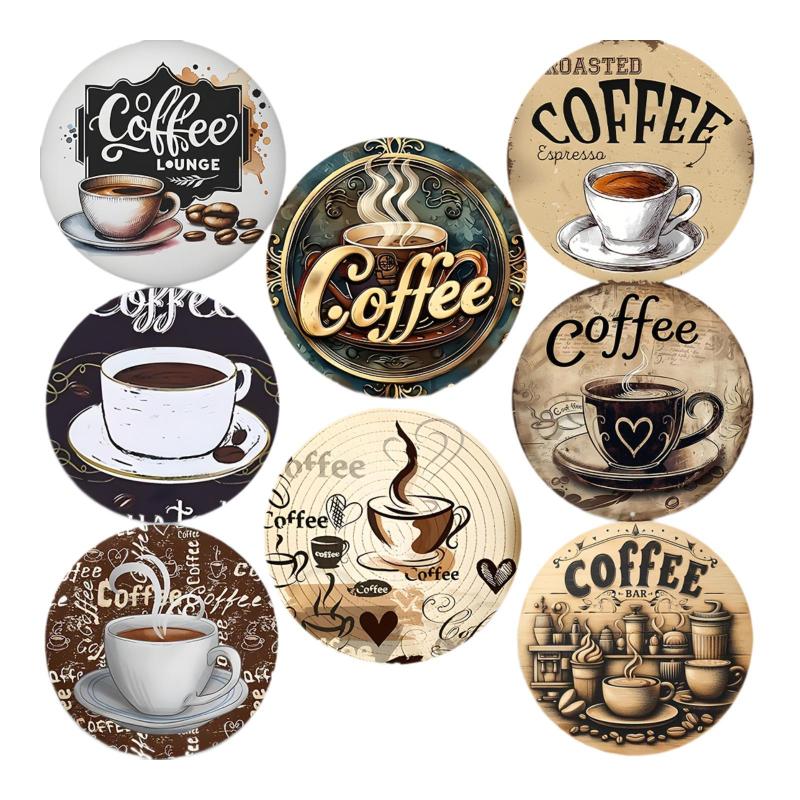 木製コースター8枚パック.9.9cm.カップ用.オフィス用コースター.