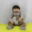 22 インチ-23インチ生まれ変わった女の赤ちゃんの人形の服のためTシャツサスペンダーパンツスーツ