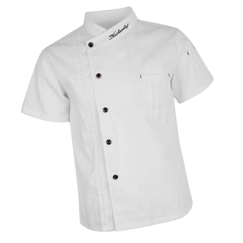 ユニセックスシェフジャケット半袖ホテルウェイターズキッチンレッド