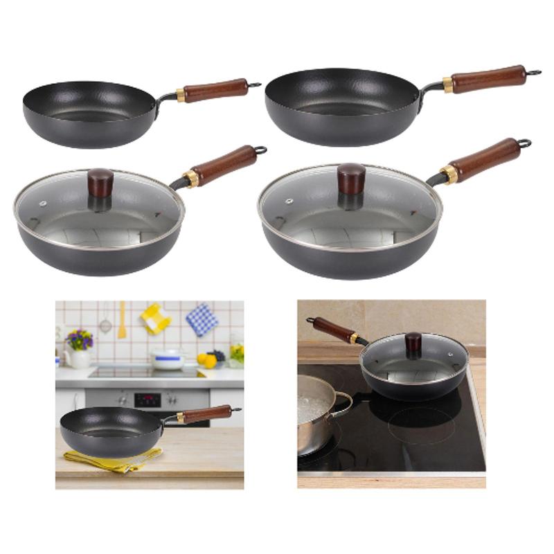 鉄製中華鍋 ノンスティック加工 防錆加工 フライパン ガスコンロ対応 調理器具 木製ハンドル