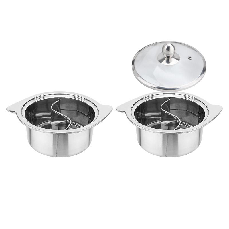 ステンレス鋼鍋中華両面鍋ガスストックポットポータブル IH 調理器具調理器具レストランパーティー用