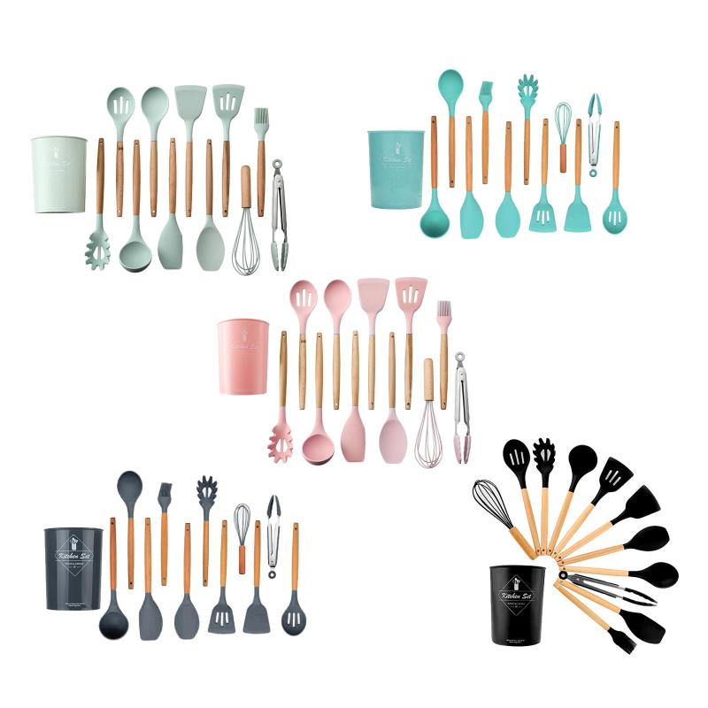 食品グレード11ピース/個焦げ付き防止調理器具セット木製火傷防止ヘラツール調理ヘルパー