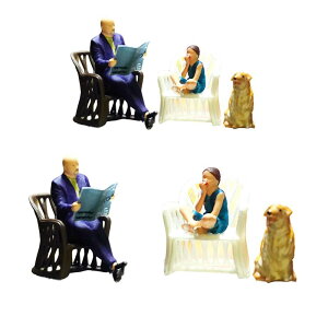 1:64スケール Tiny People Girl 写真撮影小道具 映画小道具 Sゲージ デスクトップオーナメント ジオラマ 風景 DIYプロジェクト レトリーバー 読書本の装飾
