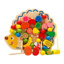 木製ひもビーズ.就学前モンテッソーリ木製糸通しおもちゃ.3歳以上の子供向けギフト用ひも通しおもちゃ