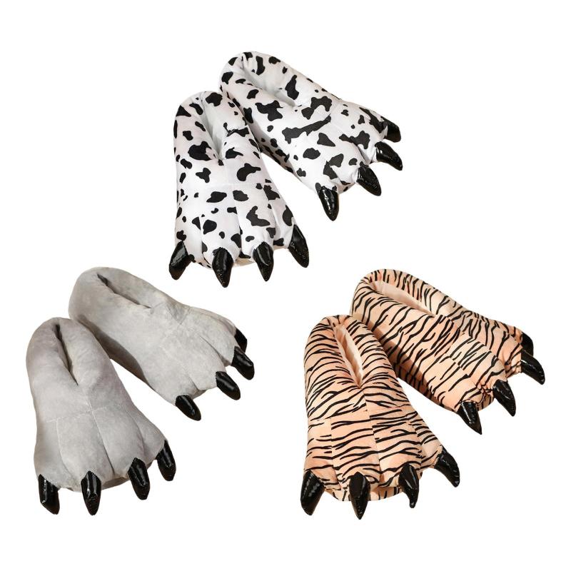 ぬいぐるみ動物スリッパ 軽量 ソフト カジュアル 滑り止め 足跡スリッパ 寝室用