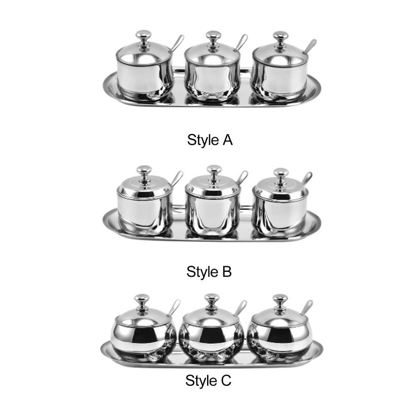 分割調味料ボックス 蓋スプーンとトレイ付き 調味料ボックス 収納ホルダー 調味料容器セット カフェバー ホリデーホーム用