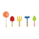 5点セット 子供用ガーデニングツール ガーデンツールキット コンパクト 滑り止めグリップ 男の子 女の子 ギフト 釣りネット シャベル 熊手 フォーク付き