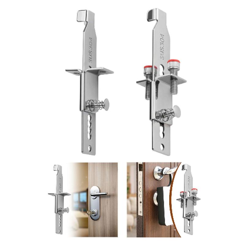 ポータブルドアロック ステンレススチール ドリル不要 取り付け簡単 多目的セキュリティドアロック 学..