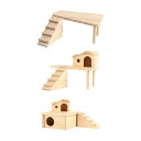 ハムスタープラットフォーム.登山はしごキャビン付き木製ハムスターハウス.小屋.隠れ家.レミング用小動物登山プラットフォーム