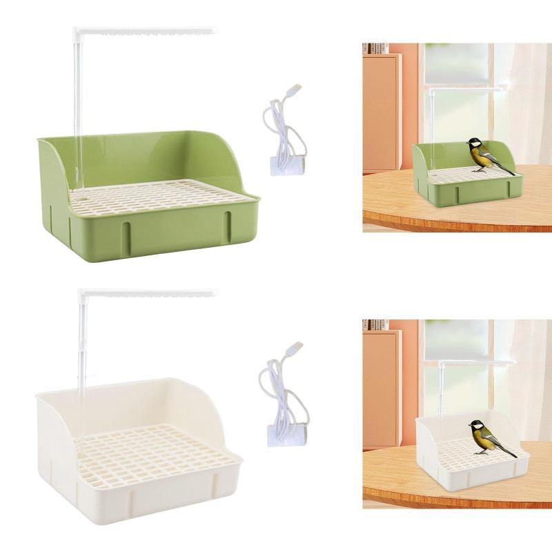 自動インコ用バードバス オウム用浴槽アクセサリー 丈夫な循環式水鳥シャワー コニュア ラブバード 中型鳥