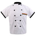 男女兼用 半袖 シェフ コックシャツ 調理人 ダブルブレスト コート 速乾性 全2色5サイズ