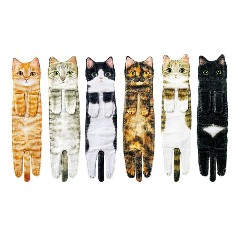 多目的猫の面白いハンドタオル 手を乾かす 吸収性 柔らかい 乾燥タオル