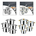 5x キッチン調理器具セット ソースポット ステンレススチール 家庭用 レストラン ハイキング用