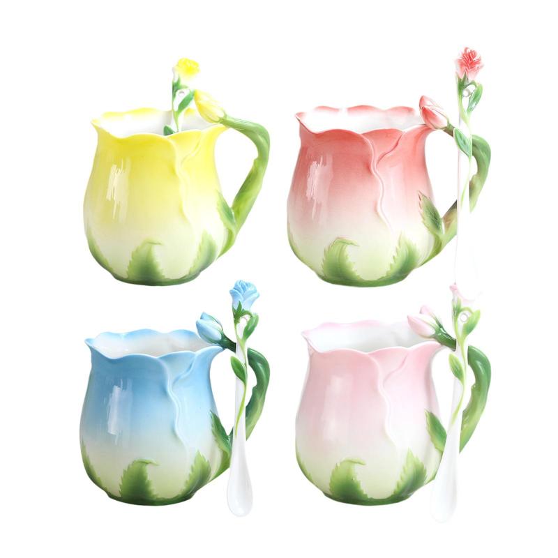 フラワーコーヒーマグ飲酒カップ磁器カップモーニングカップカップコーヒーラテラテホット飲料エスプレッソ用アフタヌーンティーカップ