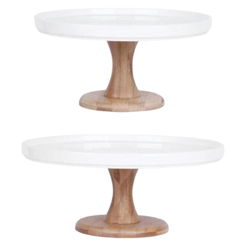 木製ベースのケーキスタンド.ラウンド型のデザートディスプレイプレート.カップケーキ用スタンド