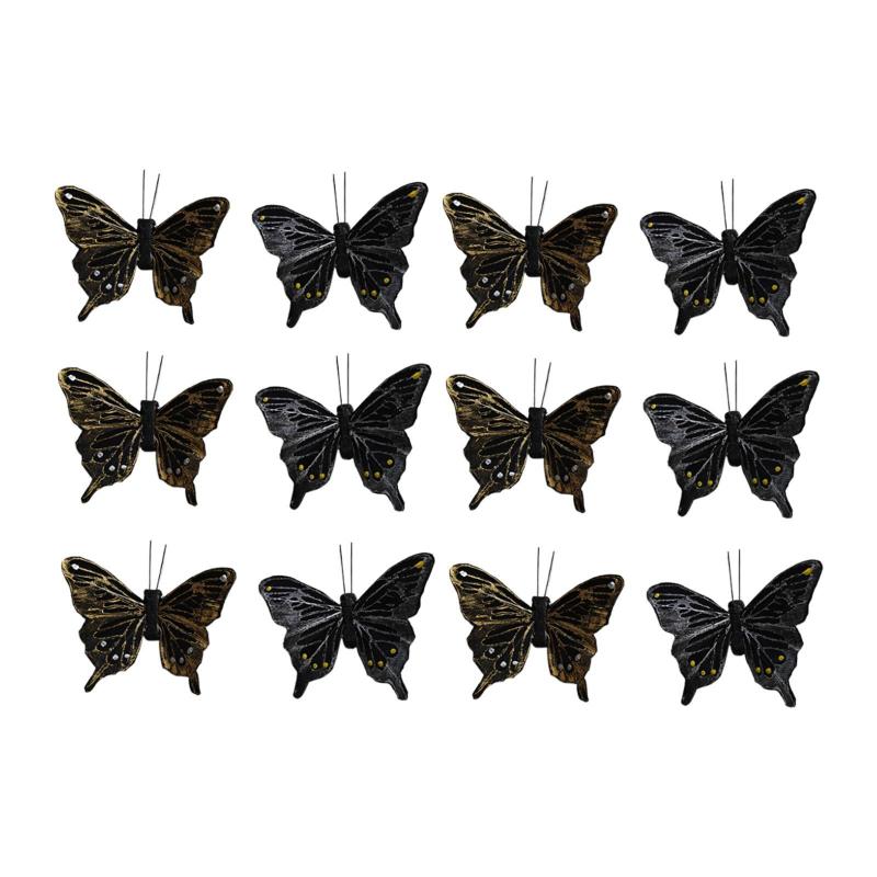 12 個 蝶の飾り.人工のモナーク蝶の壁掛けデカール.パーティー.自宅.春用の吊り下げ式ボヘミアン風模造..