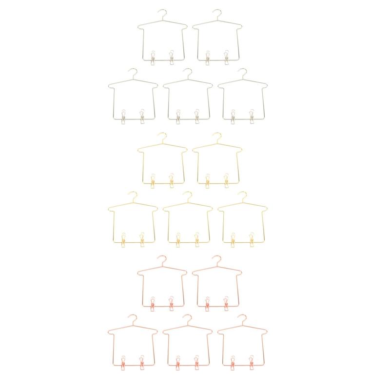5x 1:3 ドレスハンガー ドールハウス コートラック おもちゃ 家具 ごっこ遊び 人形アクセサリー 人形服ハンガー パンツクリップ付き