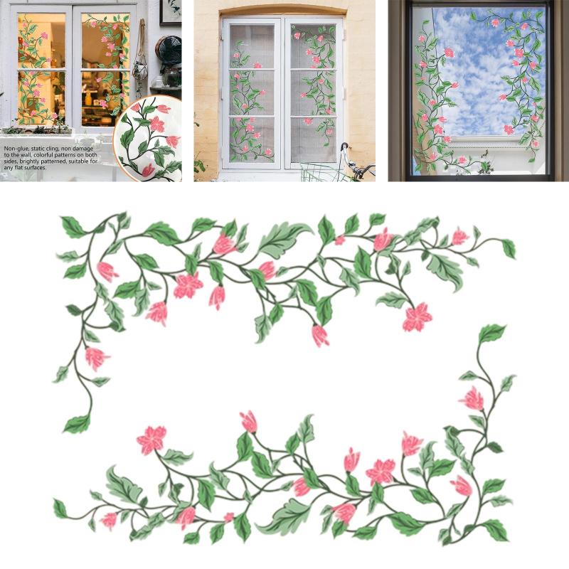 花の窓ステッカー.ガラスステッカー.ガラス用窓ステッカー.