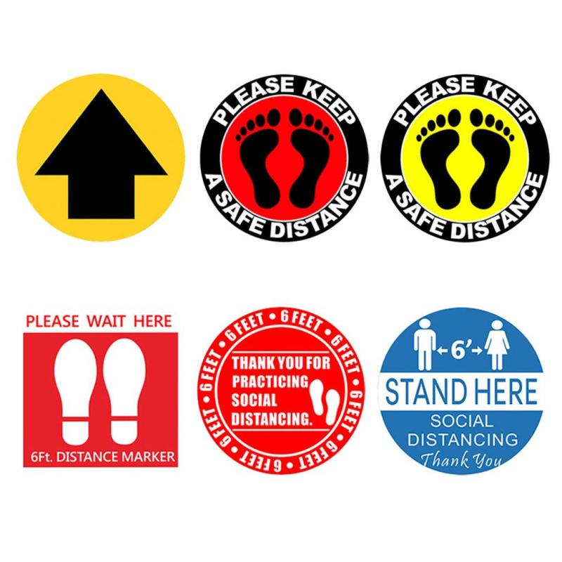 30cm円形矢印テッカー5枚入り 路面表示ステッカー 案内シール 誘導サイン マーク 自己粘着