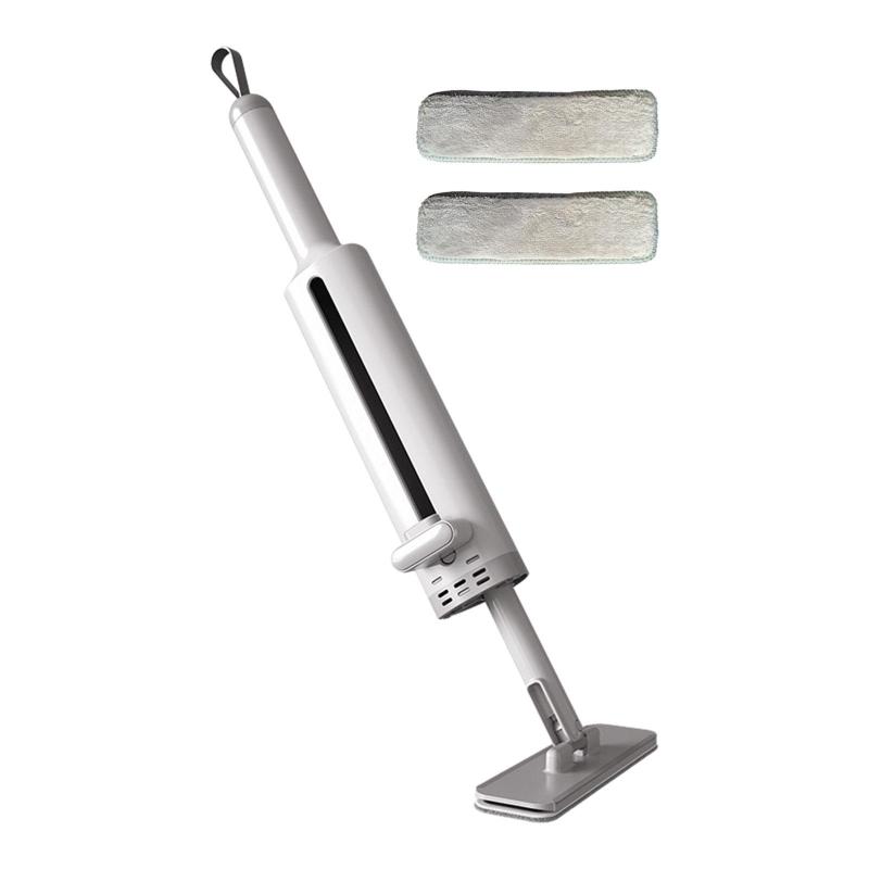 ミニモップ 軽量 再利用可能 セルフスクイーズモップ デスクトップカウンター バスルーム用 グレー