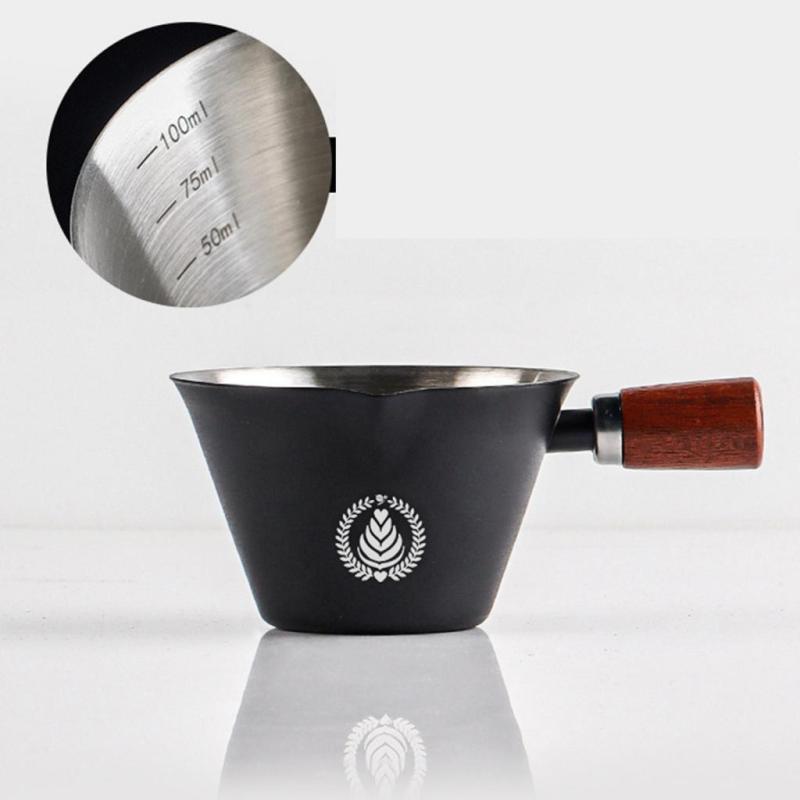 ステンレススチール製エスプレッソカップ 0.1 L マーキング付き 7.7x4.7cm コーヒー注ぎ口カップ