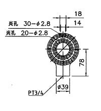 業務用(工業用)多孔バーナー（タコバーナー）3インチ(直径90mm)