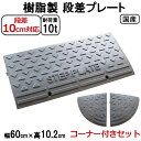 段差解消スロープ 段差10cm用　幅60cm 4個セット+両コーナー　295cm対応 耐荷重10t 国産 樹脂製段差プレート ステッププレート駐車場・車庫の段差解消！屋外用 玄関 車いす 介護 介助 SPG 10-60×4+C2