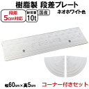 【送料無料 セット】国産 樹脂製段差プレート ステッププレート ネオホワイト 段差5cm用 幅60cm 8個セット+両コーナー 510cm対応 耐荷重10t 駐車場・車庫の段差解消!段差解消スロープ 屋外用 玄関 車いす 介護 SPW 5-60×8+C2