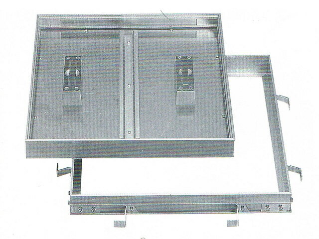 アルミ製アルミ目地・普及型 フロアーハッチ（化粧マンホール）歩道用 枠外径538mm角 モルタル用 FAA-500 【代引き不可】(4)