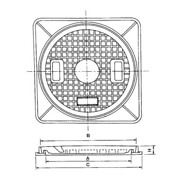 鋳鉄製 マンホール　フタ径330mm　フタ&枠セット　500kg荷重　　穴径295mm　MK-C-330　セット(枠付き)　歩道用　（普及型）マンホール　浄化槽