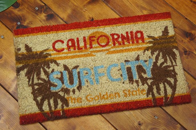 CALIFORNIA SURF CITY　ミニ ココマット(玄関マット)☆おしゃれ ハワイアン雑貨 ハワイ雑貨 アメリカン雑貨 アメリカ雑貨 インテリア 西海岸 コースタルリビング カリフォルニアスタイル サーフスタイル