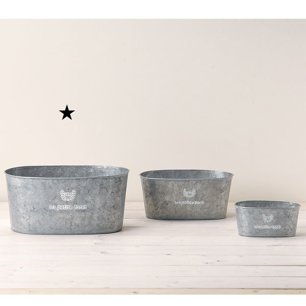 GRH【送料無料】 フレンチシルバーブリキオーバルL 4個セット 【代引不可】 〈北海道・沖縄・離島・一部地域は別途送料がかかります〉 3390-A