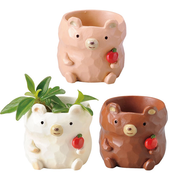 Rakuten - GRH【送料無料】 ミニミニレジンポットアソートベアー　3種×各2個　6個セット 【代引不可】 〈北海道・沖縄・離島・一部地域は別途送料がかかります〉 3767S